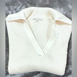 Reformation Ivory Ribbed Knit Top